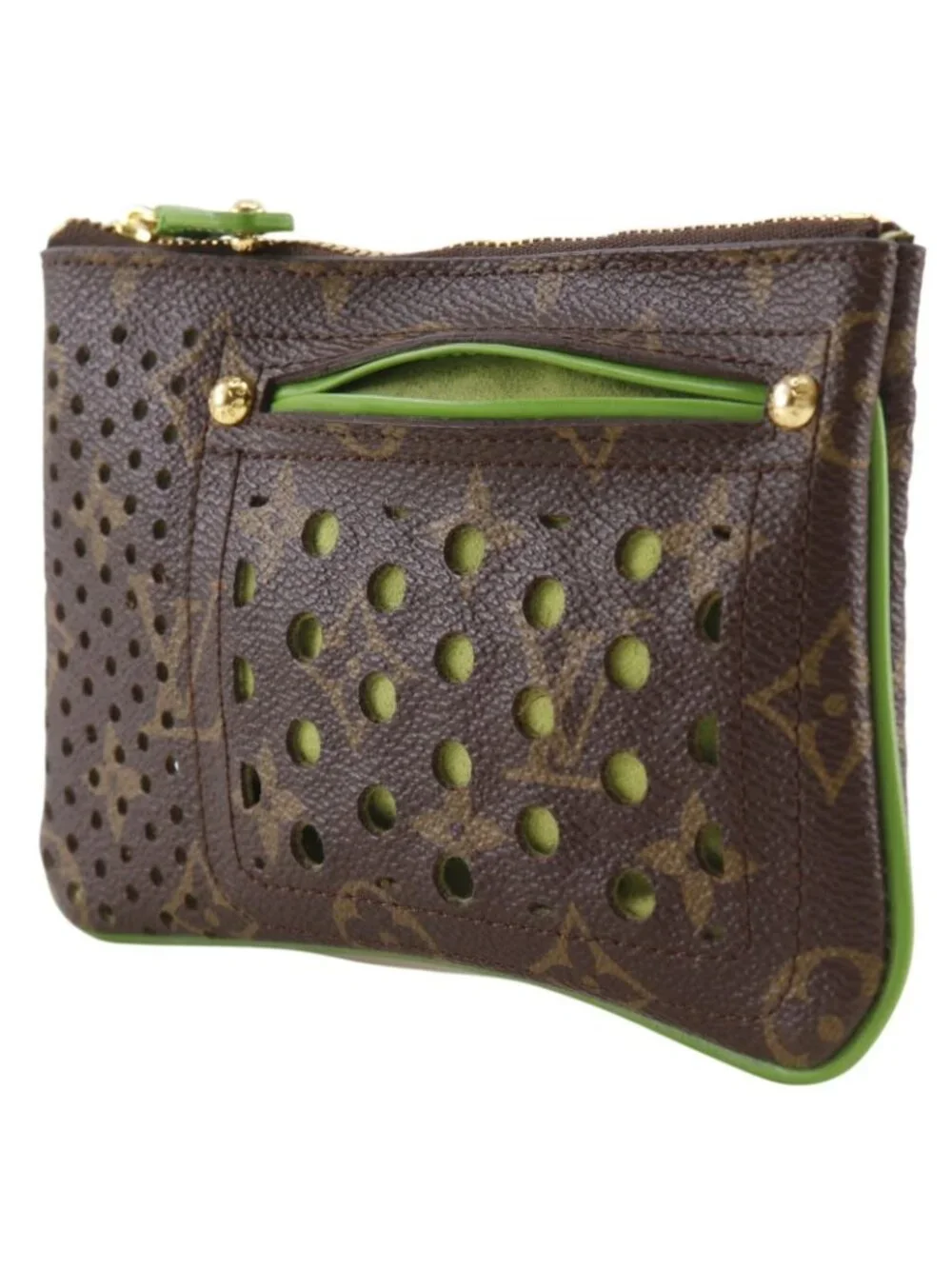 Louis Vuitton Pochette Pratt Monogram Perfo Canvas Vert Brown Pouch